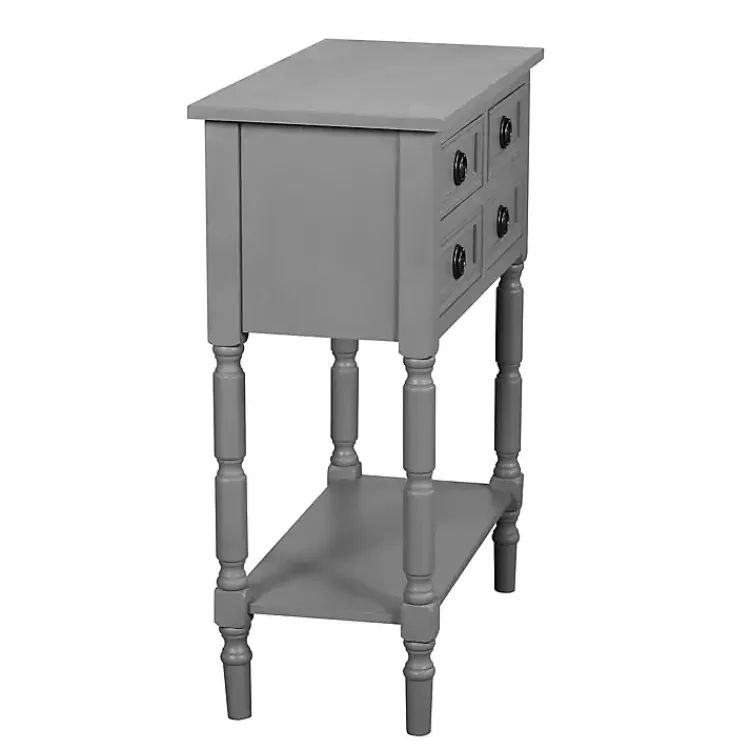 Console Tables-Kirklands Home Dark Wood 4-Drawer Barrett Console Table Gray