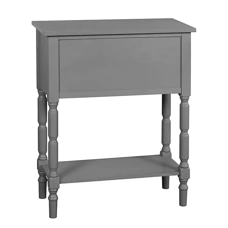 Console Tables-Kirklands Home Dark Wood 4-Drawer Barrett Console Table Gray