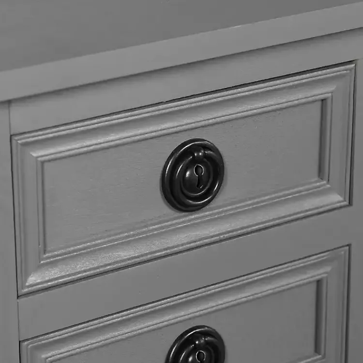 Console Tables-Kirklands Home Dark Wood 4-Drawer Barrett Console Table Gray