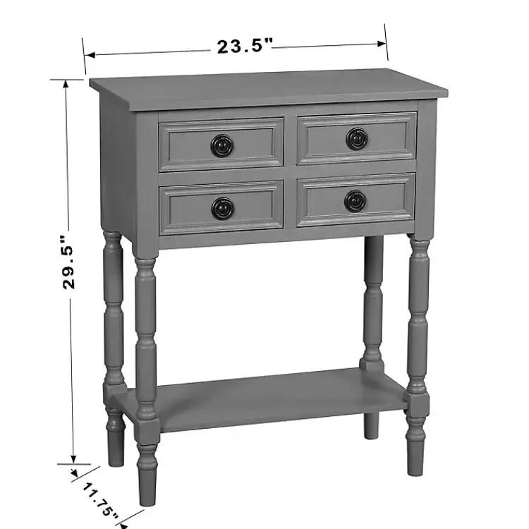 Console Tables-Kirklands Home Dark Wood 4-Drawer Barrett Console Table Gray