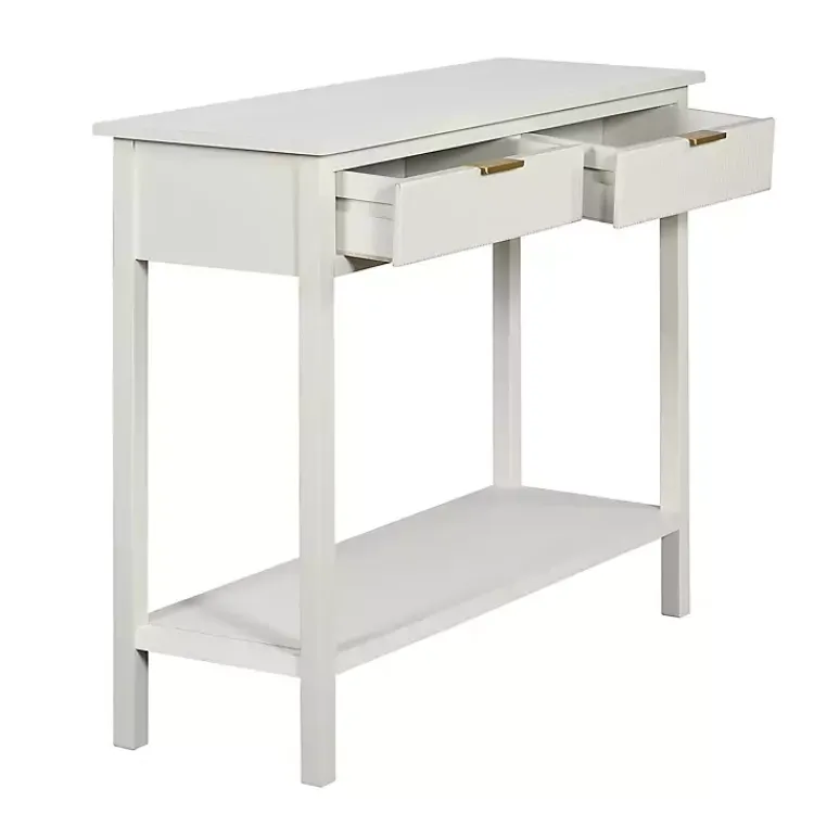 Console Tables-Kirklands Home Ribbed Wood 2-Drawer Colleen Console Table White