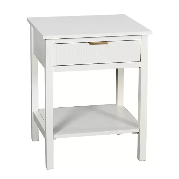 Accent & End Tables-Kirklands Home Ribbed Wood Colleen Accent Table White