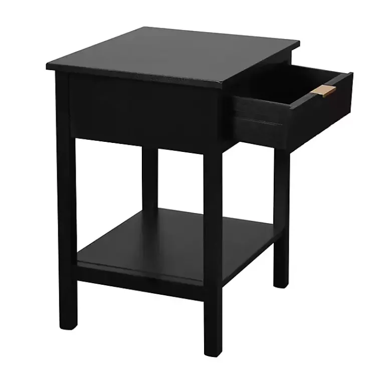 Accent & End Tables-Kirklands Home Ribbed Wood Colleen Accent Table Black
