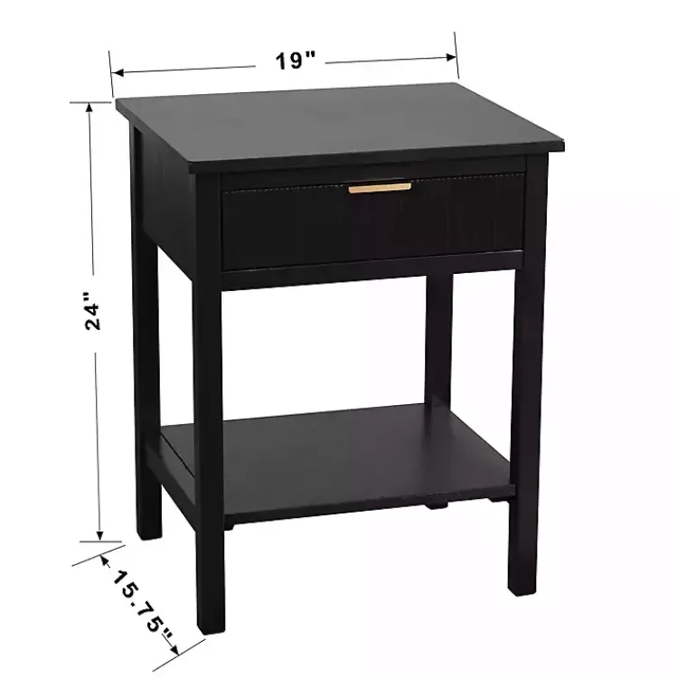 Accent & End Tables-Kirklands Home Ribbed Wood Colleen Accent Table Black