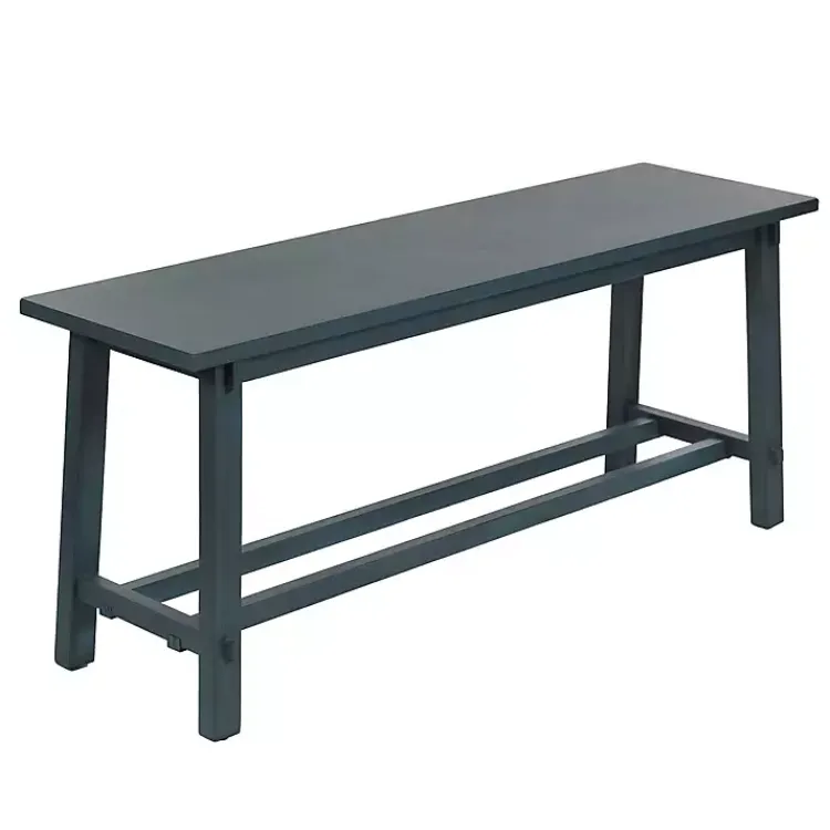 Benches & Ottomans-Kirklands Home Antique Navy Wood Noah Bench Blue