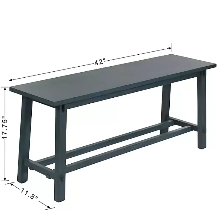 Benches & Ottomans-Kirklands Home Antique Navy Wood Noah Bench Blue