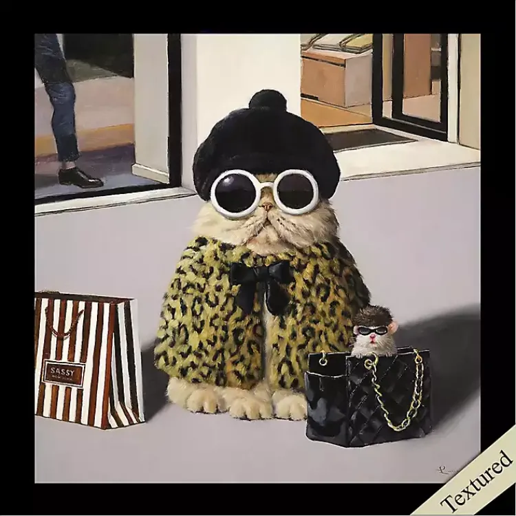 Framed Art-Kirklands Home Retail Therapy Cat Framed Art Print