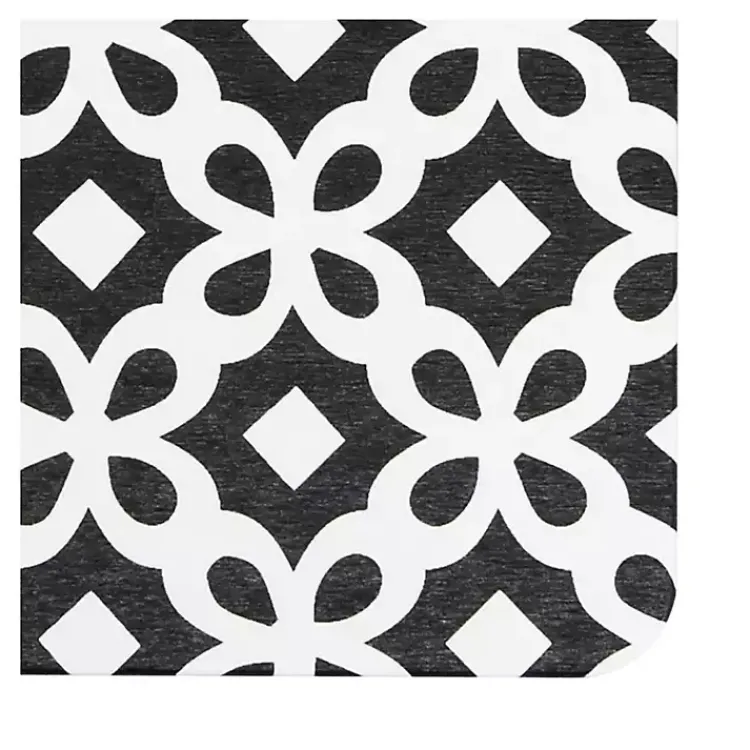 Bathroom Rugs-Kirklands Home Black Patterned Stone Bath Mat