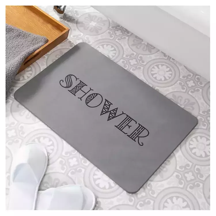 Bathroom Rugs-Kirklands Home Shower Stone Bath Mat Gray