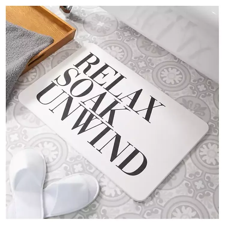 Bathroom Rugs-Kirklands Home Relax Soak Unwind Stone Bath Mat