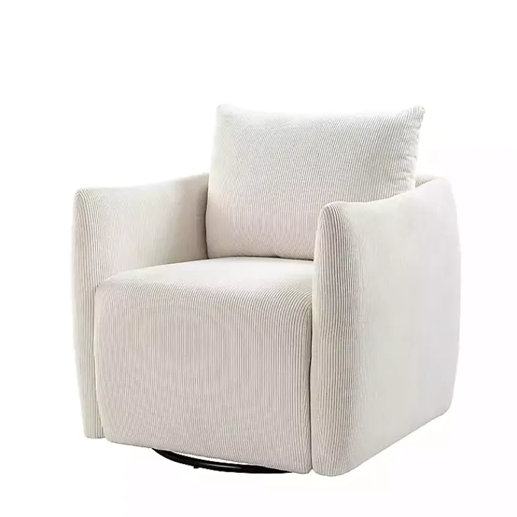 Accent Chairs-Kirklands Home Jerri Corduroy Swivel Accent Chair Ivory