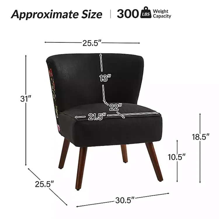 Accent Chairs-Kirklands Home Alex Upholstered Floral Back Accent Chair Black