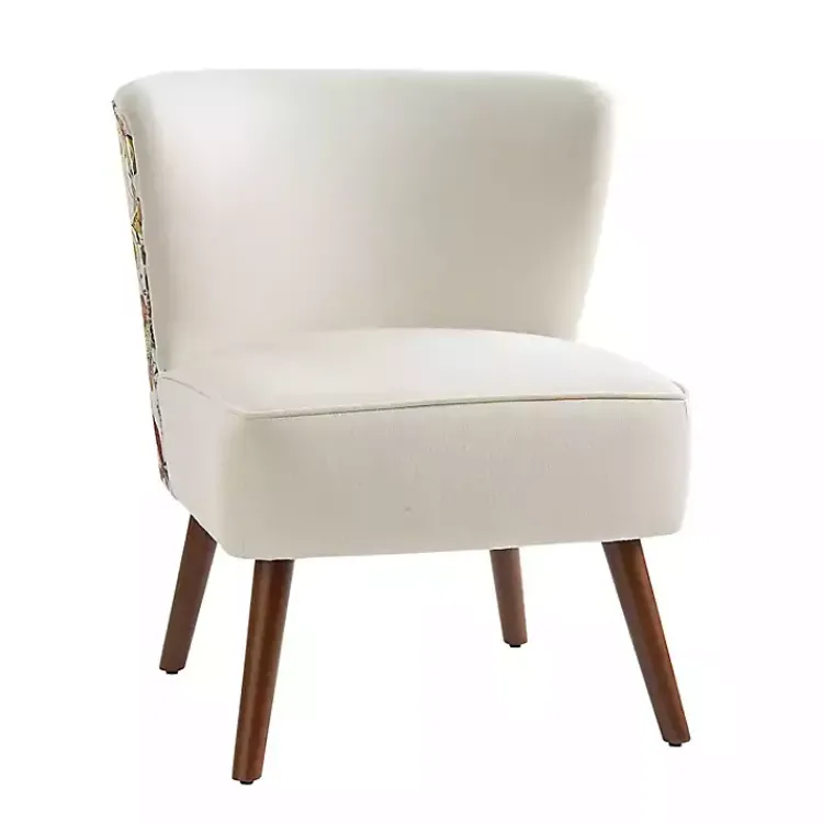 Accent Chairs-Kirklands Home Alex Upholstered Floral Back Accent Chair Ivory