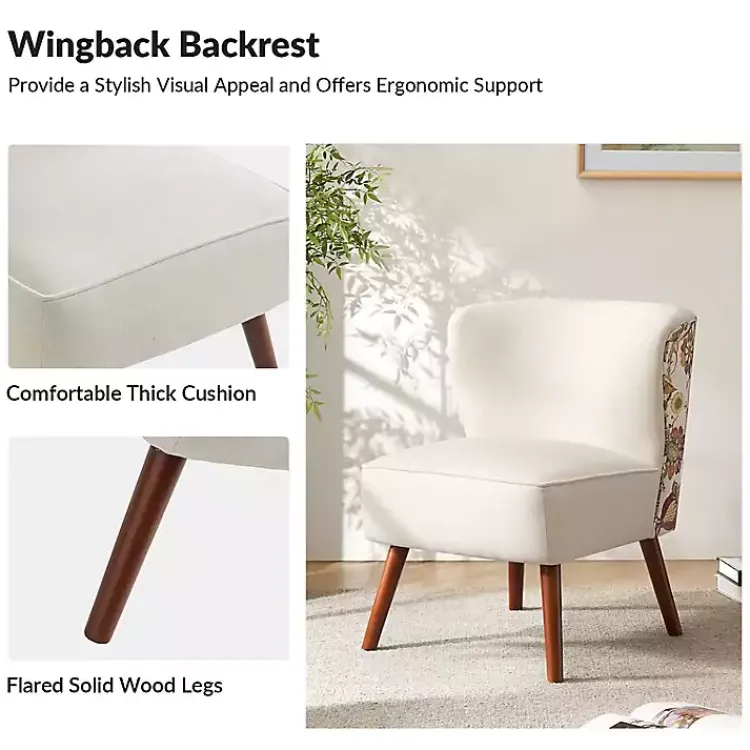 Accent Chairs-Kirklands Home Alex Upholstered Floral Back Accent Chair Ivory