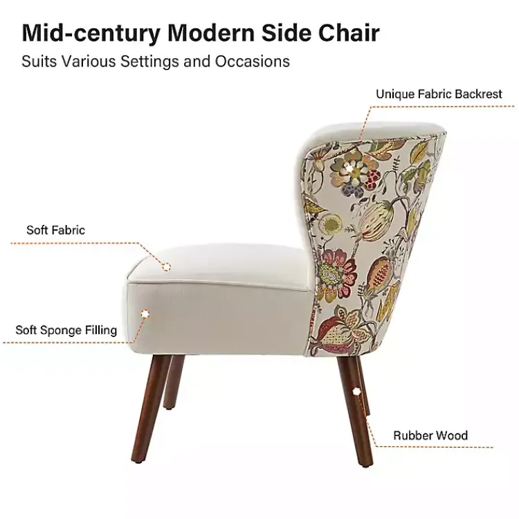 Accent Chairs-Kirklands Home Alex Upholstered Floral Back Accent Chair Ivory
