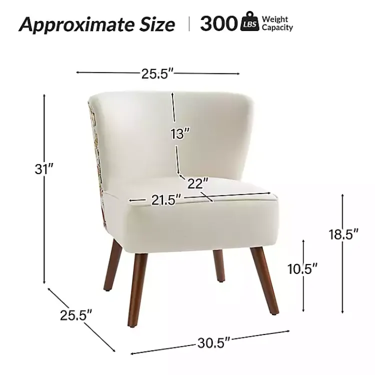 Accent Chairs-Kirklands Home Alex Upholstered Floral Back Accent Chair Ivory