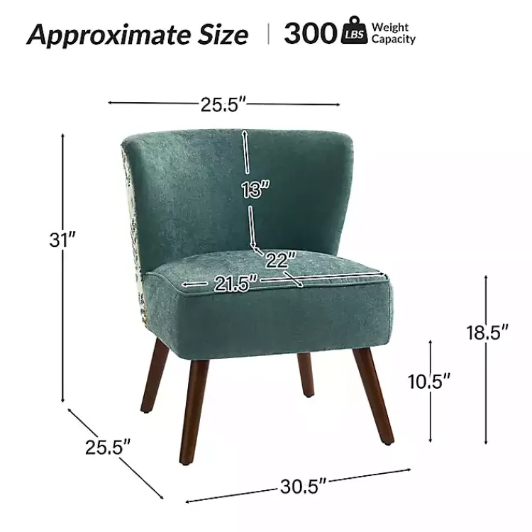 Accent Chairs-Kirklands Home Alex Teal Upholstered Floral Back Accent Chair Green