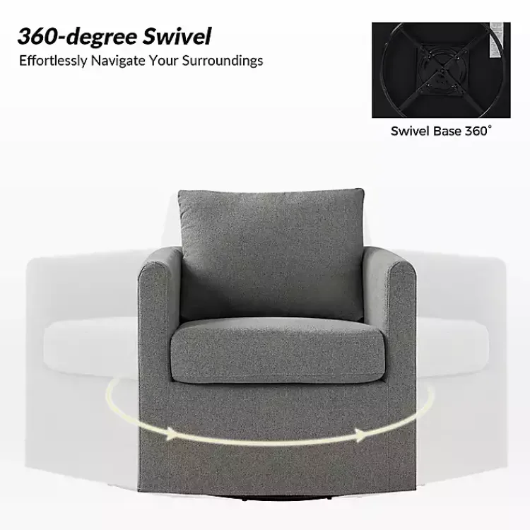 Accent Chairs-Kirklands Home Upholstered Vasser Slipcover Swivel Chair Gray