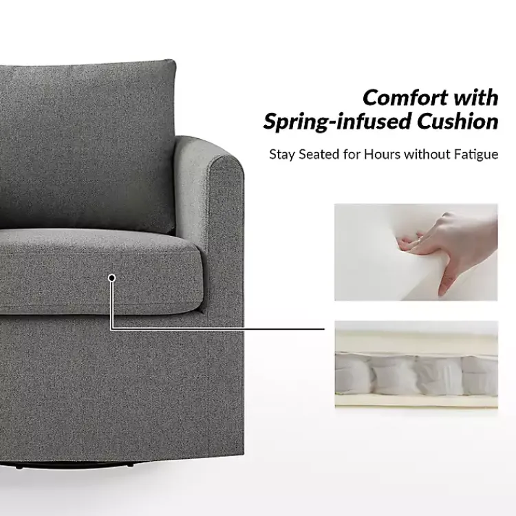 Accent Chairs-Kirklands Home Upholstered Vasser Slipcover Swivel Chair Gray