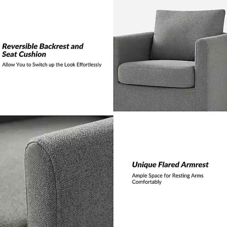 Accent Chairs-Kirklands Home Upholstered Vasser Slipcover Swivel Chair Gray