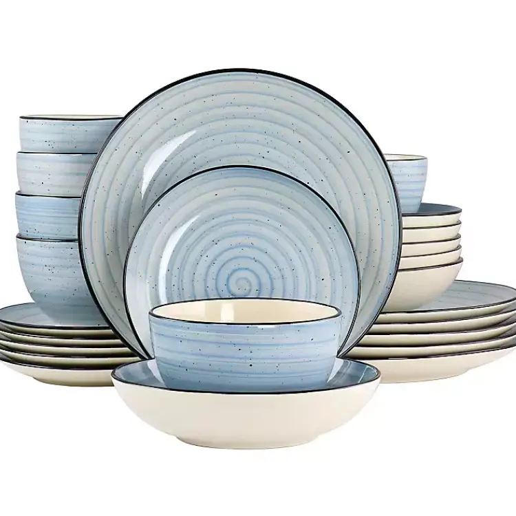 Dinnerware-Kirklands Home Light Gia Stoneware 24-pc. Dinnerware Set Blue