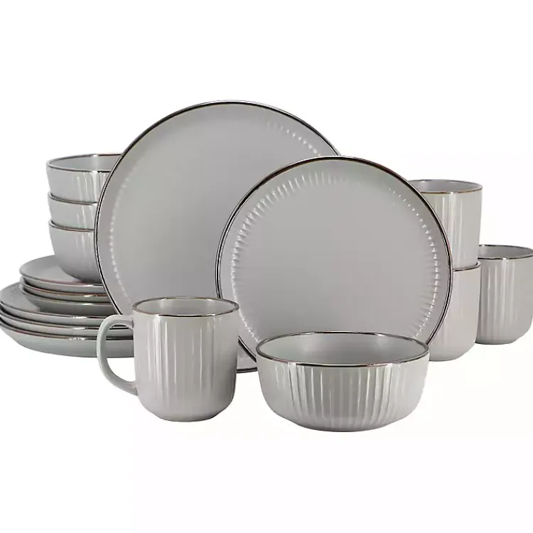 Dinnerware-Kirklands Home Light Leo Stoneware 16-pc. Dinnerware Set Gray