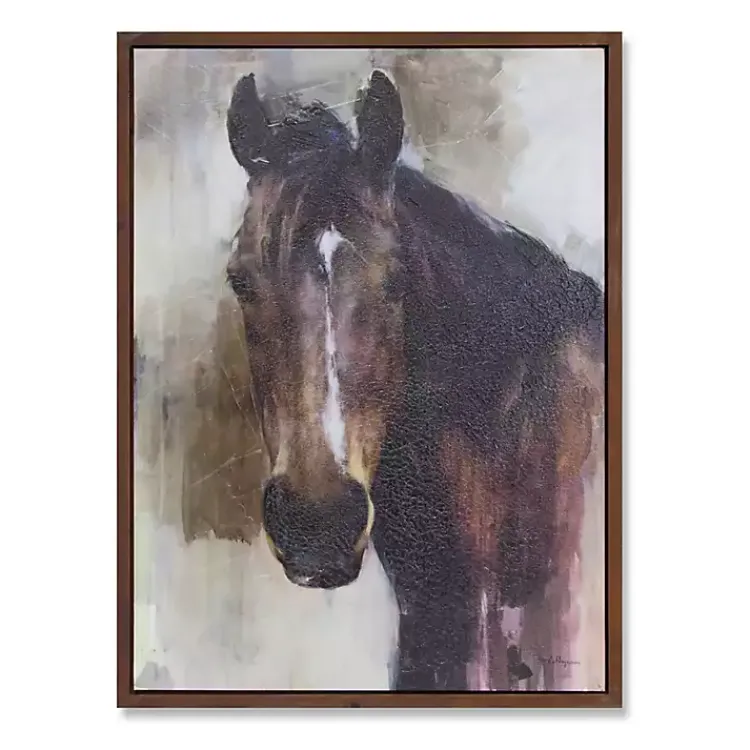 Canvas Art-Kirklands Home Gazing Horse Framed Cavnas Art Print Brown