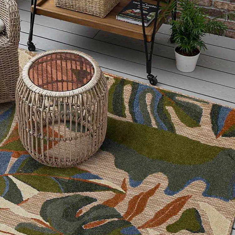 Outdoor Rugs-Kirklands Home North Shore Botanical Outdoor Area Rug, 6x9 Multi
