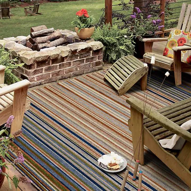 Outdoor Rugs-Kirklands Home Linear Seaside Outdoor Area Rug, 9x12 Multi