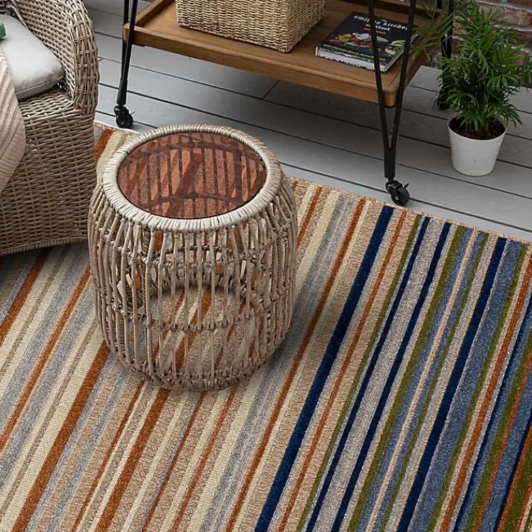 Outdoor Rugs-Kirklands Home Linear Seaside Outdoor Area Rug, 9x12 Multi