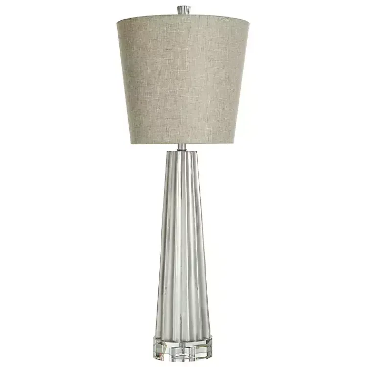 Buffet Lamps-Kirklands Home Silver Leaf Tapered Buffet Lamp Tan
