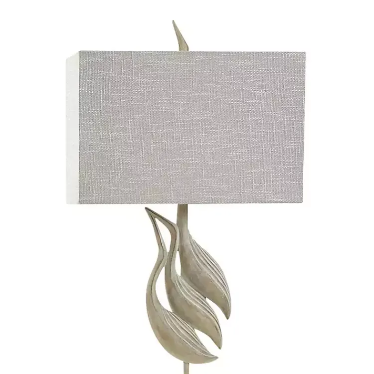 Floor Lamps-Kirklands Home Whitewashed Carved Egrets Floor Lamp Tan