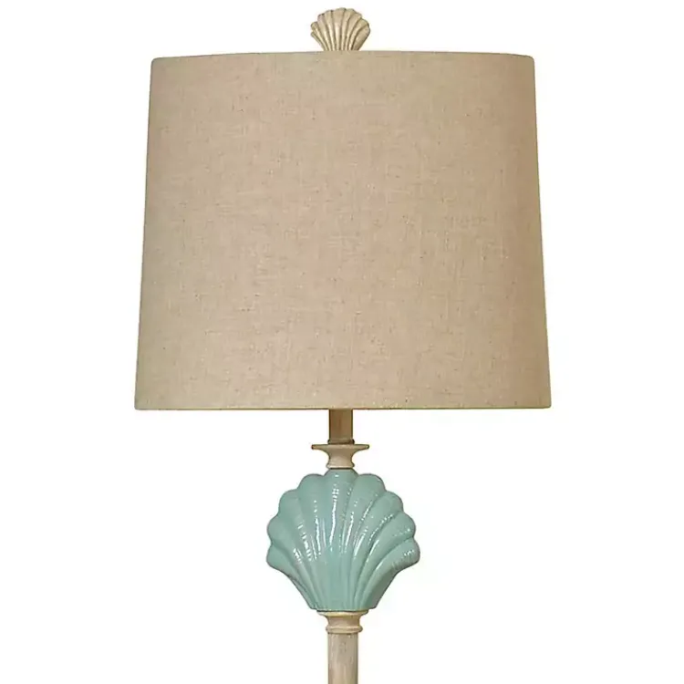 Floor Lamps-Kirklands Home Blue Clamshell Gili Floor Lamp Tan