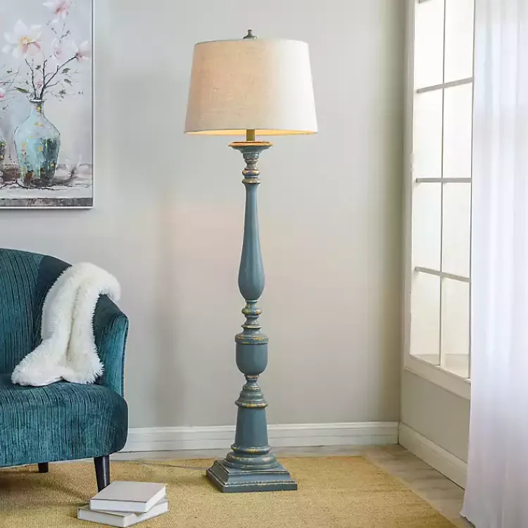 Floor Lamps-Kirklands Home Antique Bourgault Floor Lamp Blue