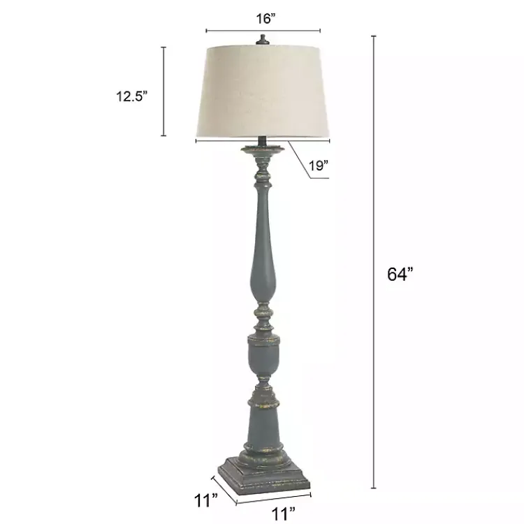Floor Lamps-Kirklands Home Antique Bourgault Floor Lamp Blue