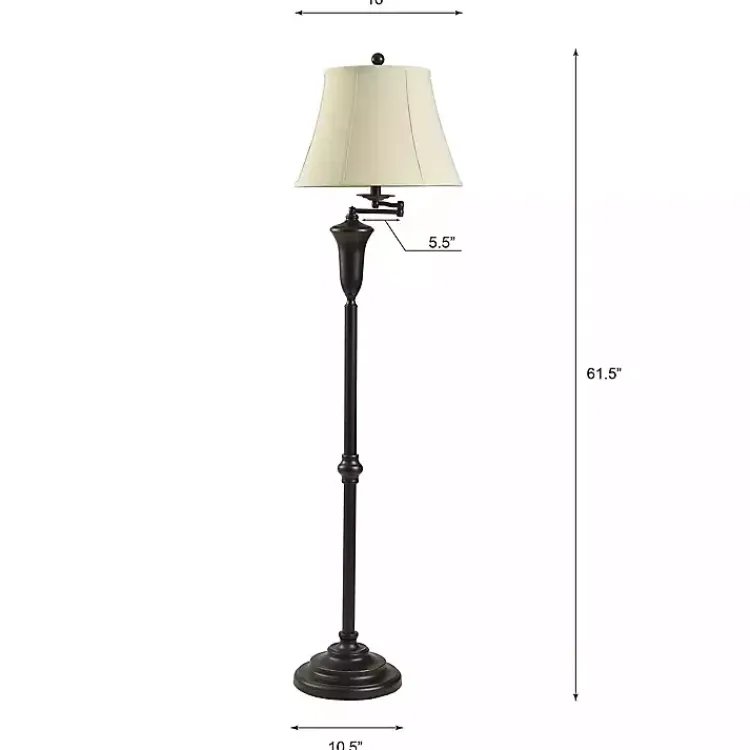 Floor Lamps-Kirklands Home Dark Bronze Madison Swing Arm Floor Lamp White