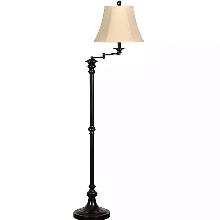 Floor Lamps-Kirklands Home Dark Bronze Menlo Swing Arm Floor Lamp Tan