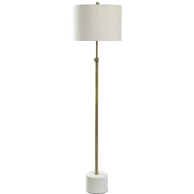 Floor Lamps-Kirklands Home Brass Lily Floor Lamp with Marble Base Gray