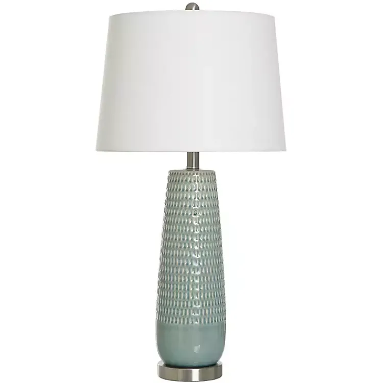 Table Lamps-Kirklands Home Sage Green Ceramic Dimpled Table Lamp White