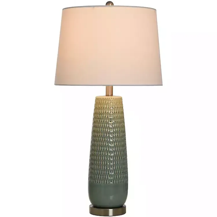 Table Lamps-Kirklands Home Sage Green Ceramic Dimpled Table Lamp White