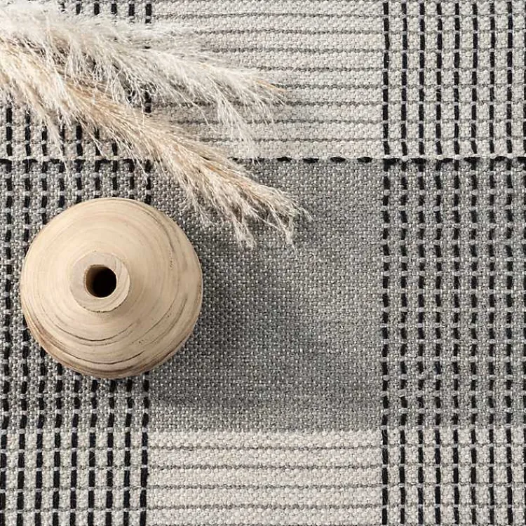 Area Rugs-Kirklands Home Plaid Emily Henderson x RugsUSA Runner, 2x8 Gray