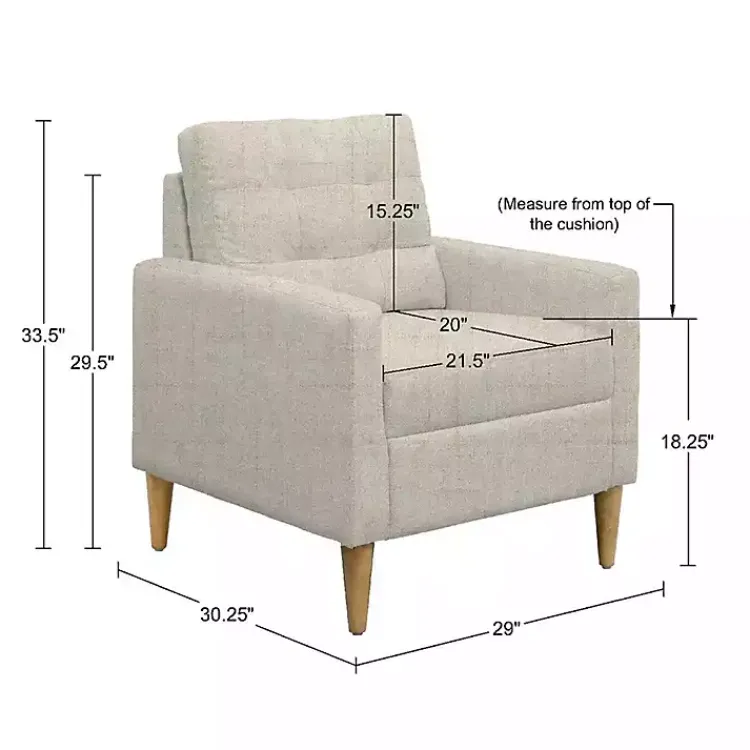 Accent Chairs-Kirklands Home Cream Upholstered Tufted Dani Accent Chair White