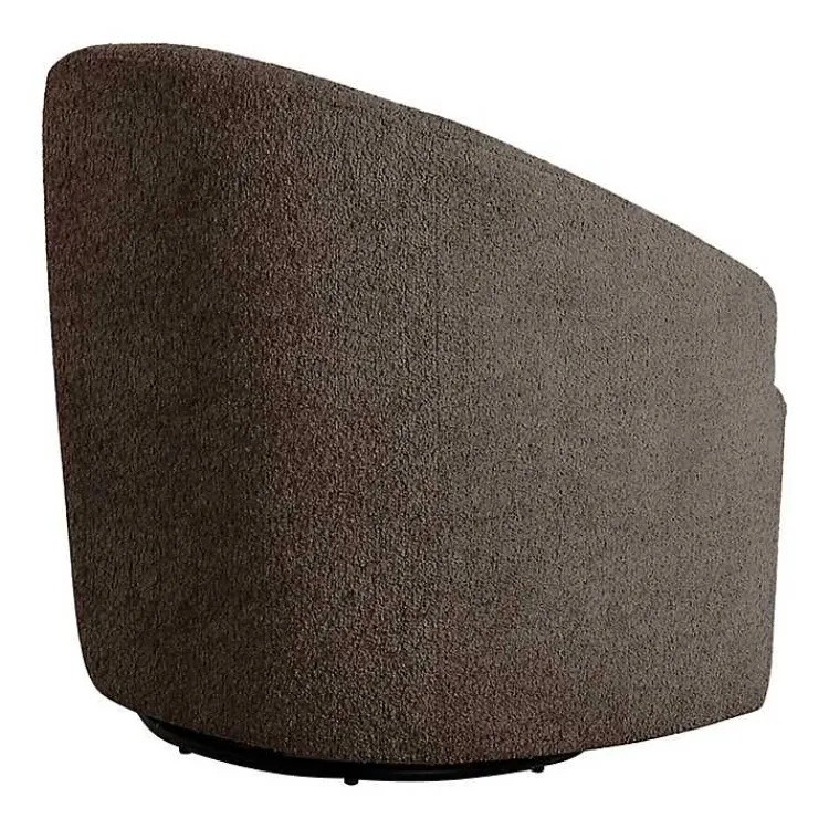 Accent Chairs-Kirklands Home Boucle Barrel Swivel Accent Chair Brown