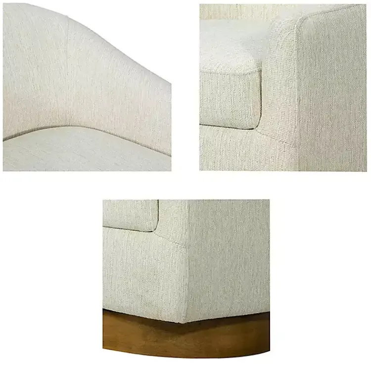 Accent Chairs-Kirklands Home Ashton Cream Swivel Chair with Wood Base White