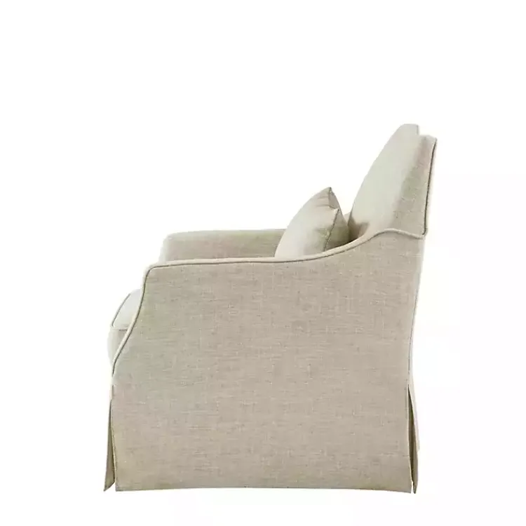 Accent Chairs-Kirklands Home Beige Skirted Swivel Martha Stewart Accent Chair Tan