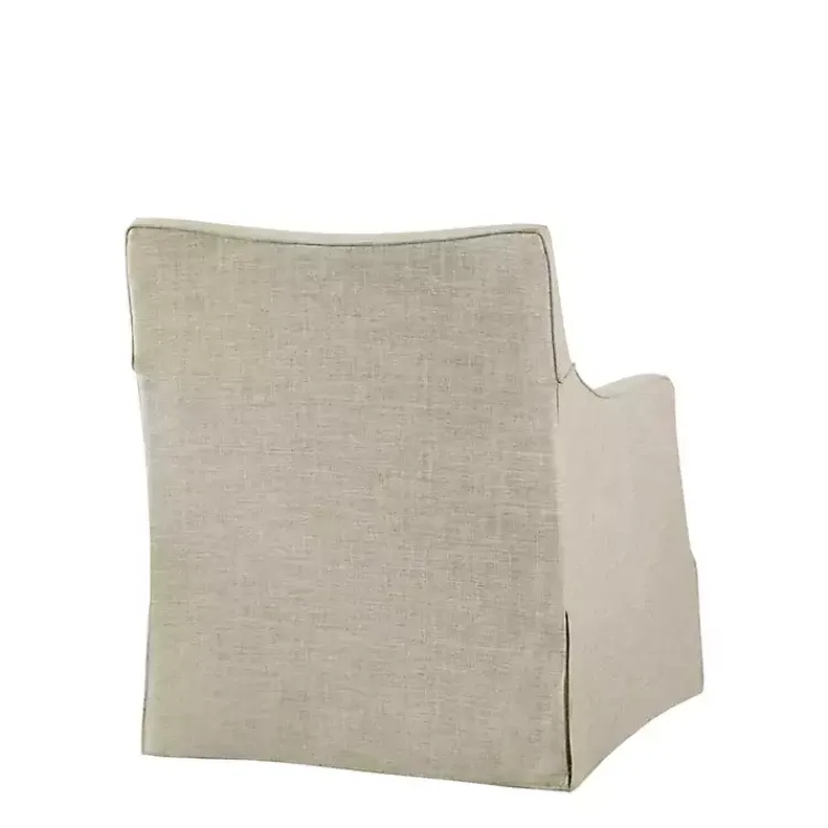 Accent Chairs-Kirklands Home Beige Skirted Swivel Martha Stewart Accent Chair Tan