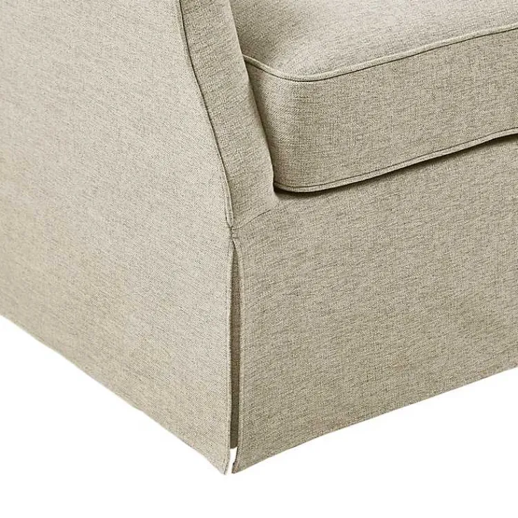 Accent Chairs-Kirklands Home Beige Skirted Swivel Martha Stewart Accent Chair Tan