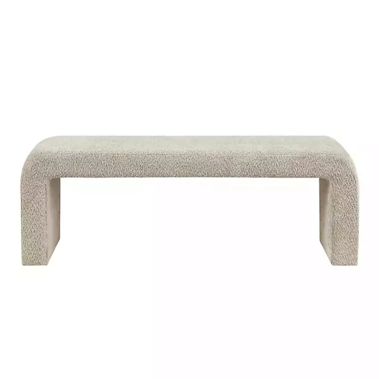Benches & Ottomans-Kirklands Home Beige Boucle Waterfall Bench, 52 in. Brown