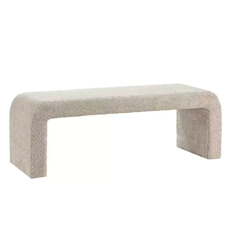 Benches & Ottomans-Kirklands Home Beige Boucle Waterfall Bench, 52 in. Brown