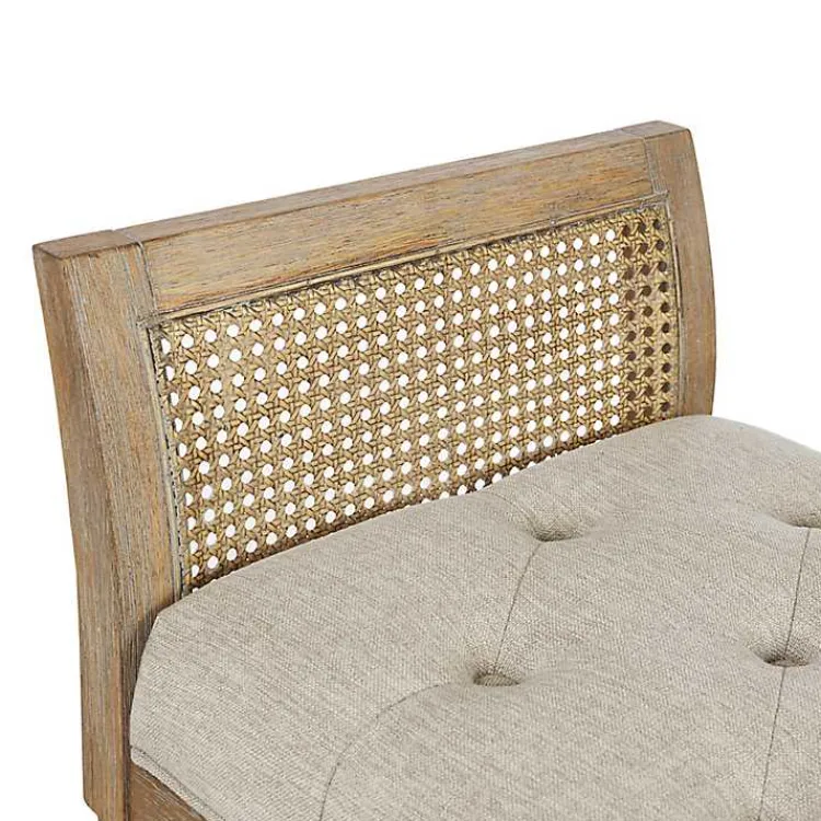 Benches & Ottomans-Kirklands Home Upholstered Cane Martha Stewart Isla Bench Tan